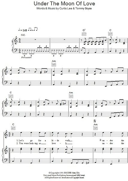 open zoom image for Under The Moon Of Love - Piano/Vocal/Guitar, New, Main