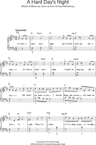 open zoom image for A Hard Day's Night - Easy Piano, New, Main