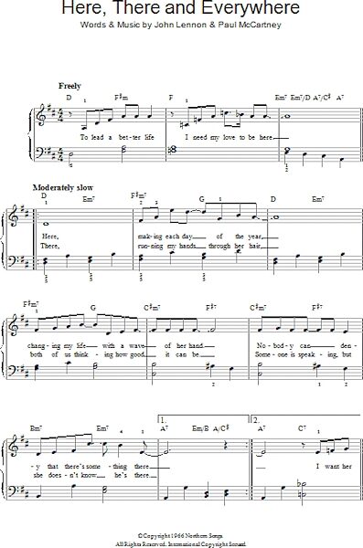 open zoom image for Here, There And Everywhere - Easy Piano, New, Main