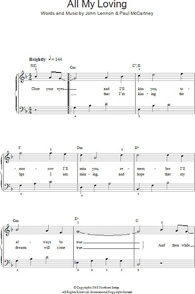 open zoom image for All My Loving - Easy Piano, New, Main