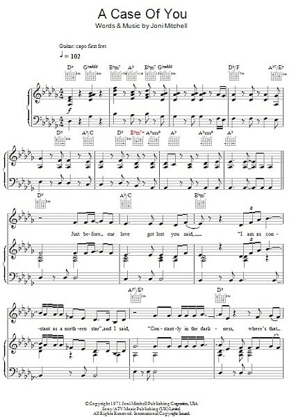 open zoom image for A Case Of You - Piano/Vocal/Guitar, New, Main