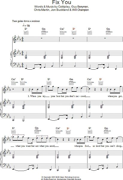 open zoom image for Fix You - Piano/Vocal/Guitar, New, Main