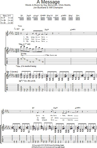 open zoom image for A Message - Guitar TAB, New, Main