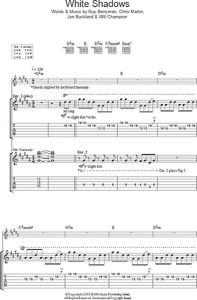 open zoom image for White Shadows - Guitar TAB, New, Main