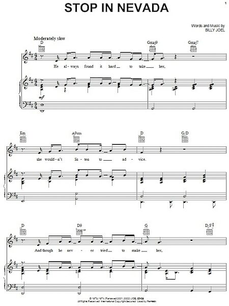 open zoom image for Stop In Nevada - Piano/Vocal/Guitar, New, Main