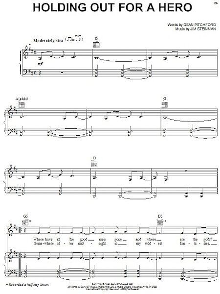 open zoom image for Holding Out For A Hero - Piano/Vocal/Guitar, New, Main