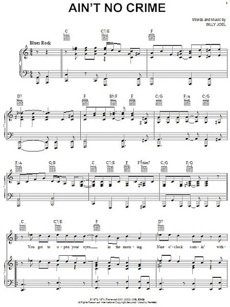 open zoom image for Ain't No Crime - Piano/Vocal/Guitar, New, Main