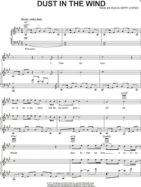 open zoom image for Dust In The Wind - Piano/Vocal/Guitar, New, Main