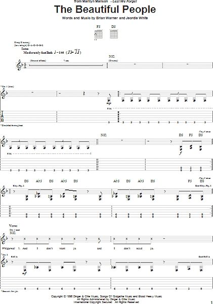 open zoom image for The Beautiful People - Guitar TAB, New, Main