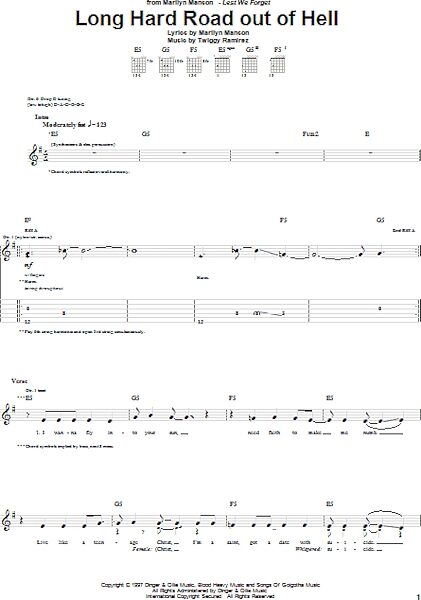 open zoom image for Long Hard Road Out Of Hell - Guitar TAB, New, Main