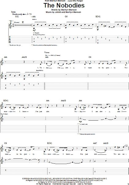 open zoom image for The Nobodies - Guitar TAB, New, Main