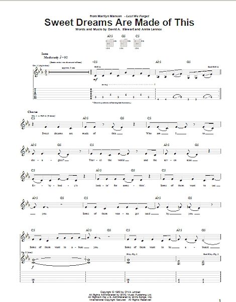 open zoom image for Sweet Dreams (Are Made Of This) - Guitar TAB, New, Main