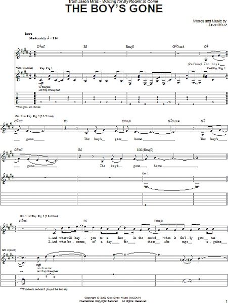 open zoom image for The Boy's Gone - Guitar TAB, New, Main
