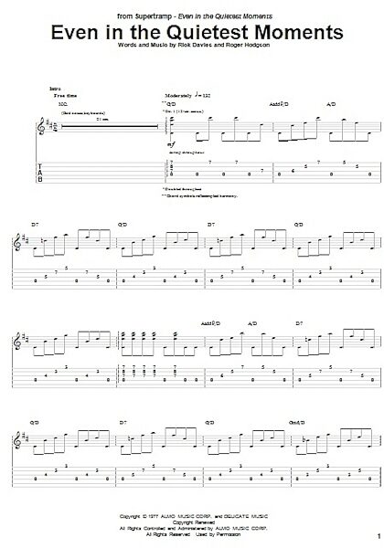 open zoom image for Even In The Quietest Moments - Guitar TAB, New, Main