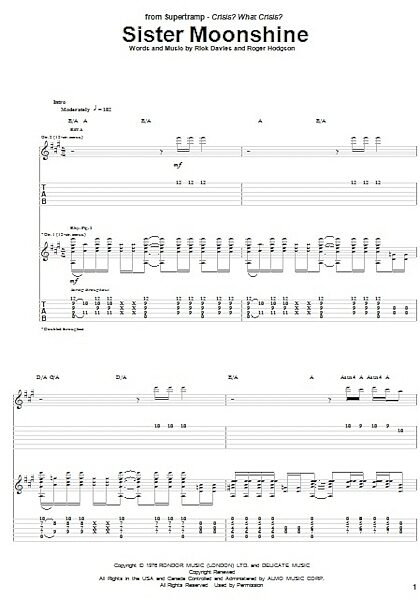 open zoom image for Sister Moonshine - Guitar TAB, New, Main