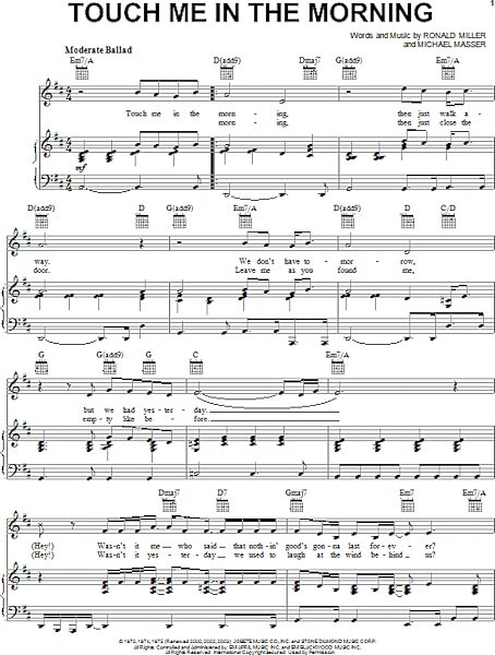 open zoom image for Touch Me In The Morning - Piano/Vocal/Guitar, New, Main