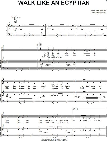 open zoom image for Walk Like An Egyptian - Piano/Vocal/Guitar, New, Main
