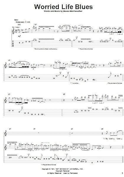open zoom image for Worried Life Blues - Guitar TAB, New, Main