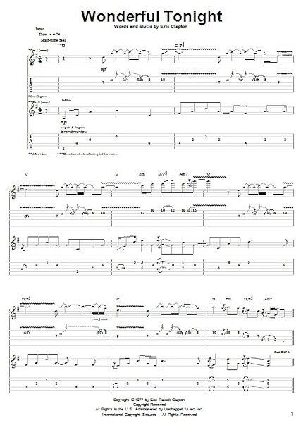 open zoom image for Wonderful Tonight - Guitar TAB, New, Main