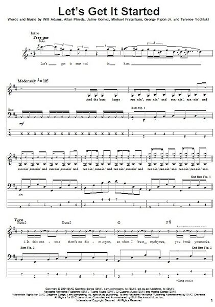 open zoom image for Let's Get It Started - Bass Tab, New, Main