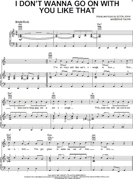 open zoom image for I Don't Wanna Go On With You Like That - Piano/Vocal/Guitar, New, Main