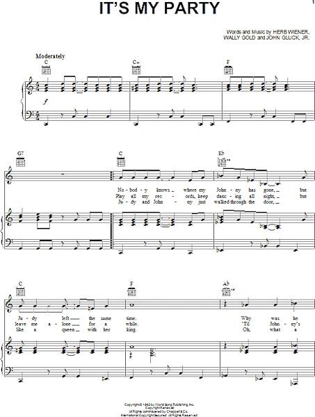 open zoom image for It's My Party - Piano/Vocal/Guitar, New, Main