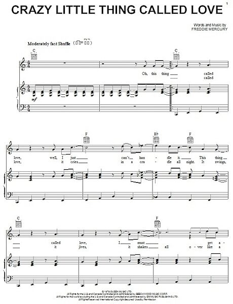 open zoom image for Crazy Little Thing Called Love - Piano/Vocal/Guitar, New, Main