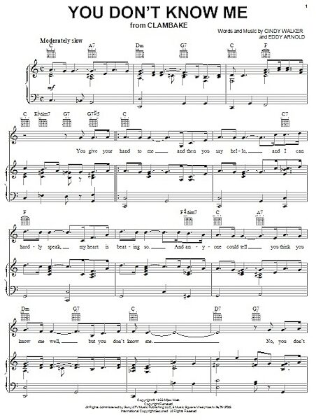 open zoom image for You Don't Know Me - Piano/Vocal/Guitar, New, Main