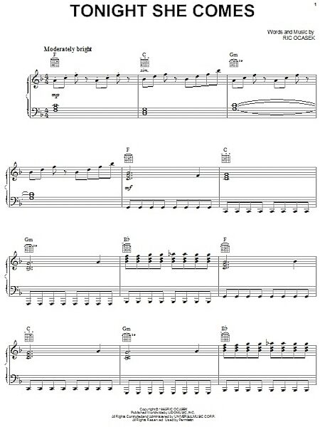 open zoom image for Tonight She Comes - Piano/Vocal/Guitar, New, Main