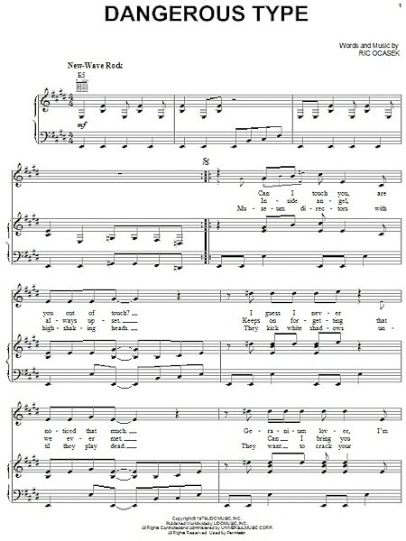 open zoom image for The Dangerous Type - Piano/Vocal/Guitar, New, Main