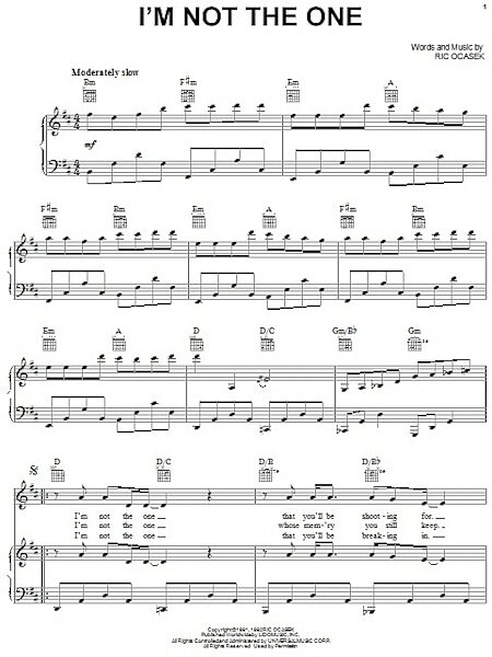 open zoom image for I'm Not The One - Piano/Vocal/Guitar, New, Main