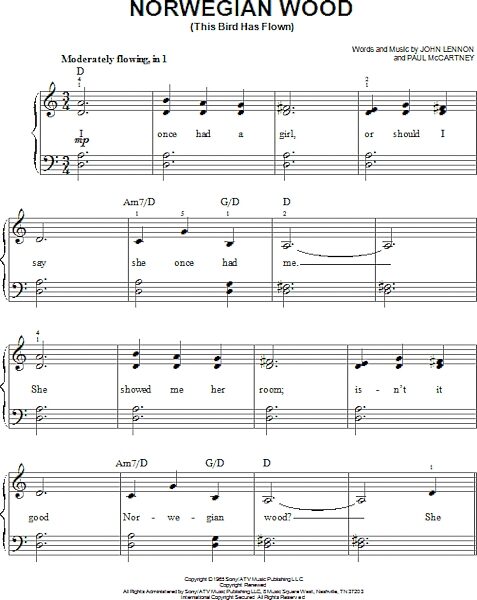open zoom image for Norwegian Wood (This Bird Has Flown) - Easy Piano, New, Main