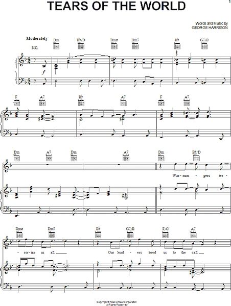 open zoom image for Tears Of The World - Piano/Vocal/Guitar, New, Main