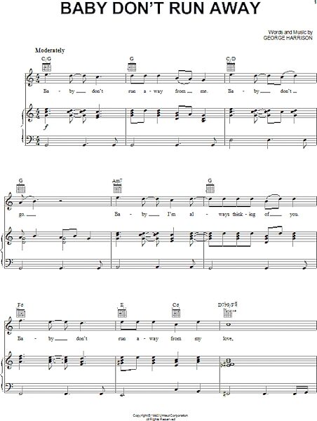 open zoom image for Baby Don't Run Away - Piano/Vocal/Guitar, New, Main