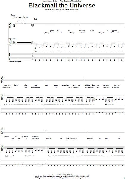 open zoom image for Blackmail The Universe - Guitar TAB, New, Main