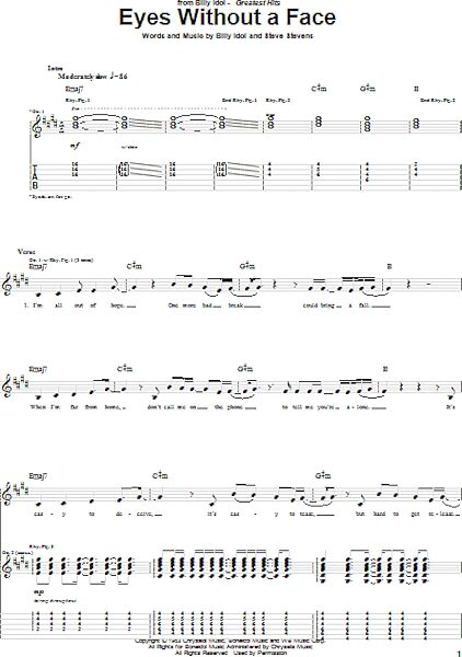open zoom image for Eyes Without A Face - Guitar TAB, New, Main
