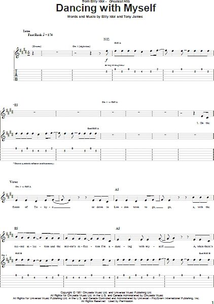 open zoom image for Dancing With Myself - Guitar TAB, New, Main