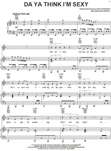 open zoom image for Da Ya Think I'm Sexy - Piano/Vocal/Guitar, New, Main