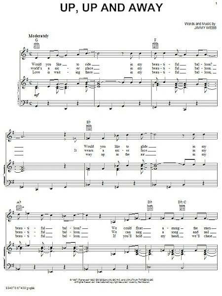 open zoom image for Up, Up And Away - Piano/Vocal/Guitar, New, Main