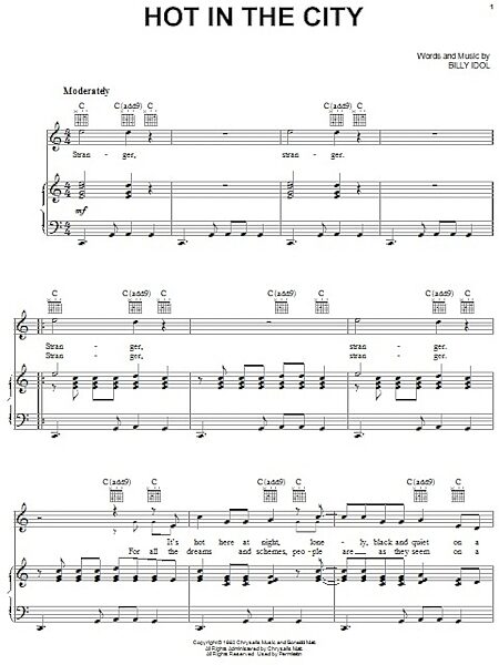 open zoom image for Hot In The City - Piano/Vocal/Guitar, New, Main
