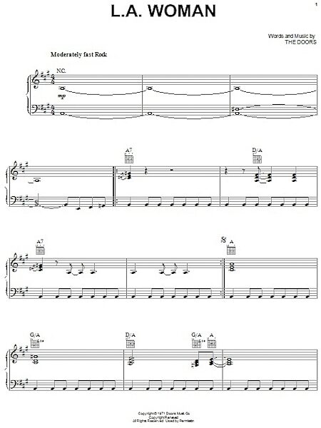 open zoom image for L.A. Woman - Piano/Vocal/Guitar, New, Main