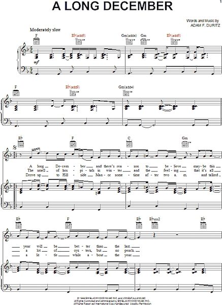 open zoom image for A Long December - Piano/Vocal/Guitar, New, Main