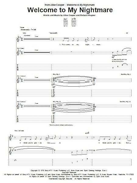 open zoom image for Welcome To My Nightmare - Guitar TAB, New, Main