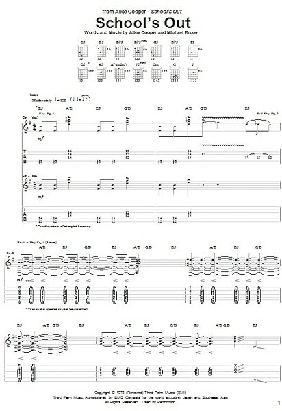 open zoom image for School's Out - Guitar TAB, New, Main