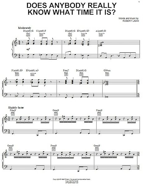 open zoom image for Does Anybody Really Know What Time It Is? - Piano/Vocal/Guitar, New, Main