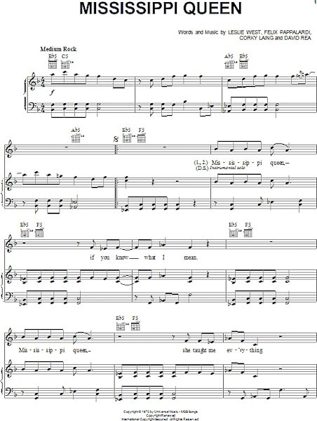 open zoom image for Mississippi Queen - Piano/Vocal/Guitar, New, Main