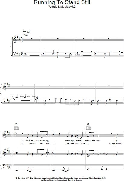 open zoom image for Running To Stand Still - Piano/Vocal/Guitar, New, Main