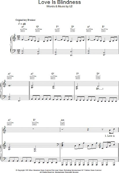 open zoom image for Love Is Blindness - Piano/Vocal/Guitar, New, Main