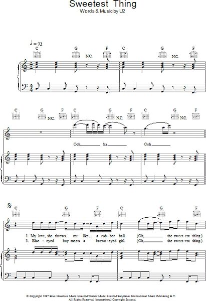 open zoom image for Sweetest Thing - Piano/Vocal/Guitar, New, Main