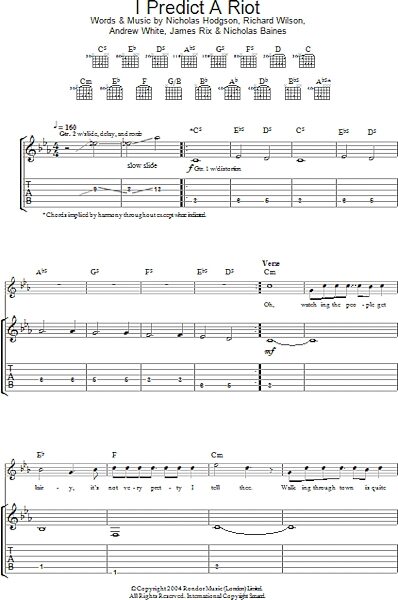 open zoom image for I Predict A Riot - Guitar TAB, New, Main